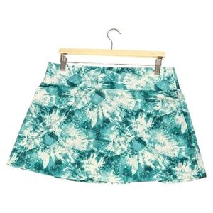PRINCE Tennis Skort Womens Large Green Tie Dye Print Athleisure Tenniscore